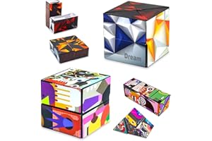 AUTOAU Cubo Magico Puzzle 3D, 2 Infinity Cube Deformazione Fidget Cube, Antistress lo Stress e l'ansia Capovolgere Fidget Toys Creative Gifts for Kids and Adults (Astrazione e Geometria)