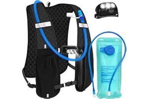 KEEYMENT LED Running Vest with Water Bladder for Men Women, Lightweight Adjustable Hydration Backpack, Breathable Hydration Vest for Cycling, Marathon & Running