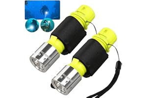 WholeFire Linterna de Buceo Impermeable 2 Unidades, 1000 lúmenes luz LED de Buceo Recargable, 3 Modos con Batería y Cargador para Buceo, Natación, Senderismo, Acampada, Pesca