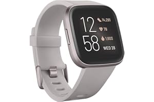 Fitbit Versa 2 Health & Fitness Smartwatch with Voice Control, Sleep Score & Music, One Size, Stone/Mist Grey