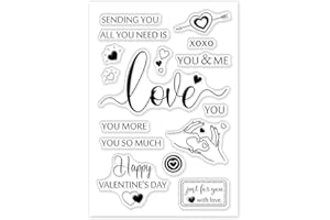 GLOBLELAND Clear Stamp Silicone Stamp Cards for Valentine's Day Transparent Stamp Seal with Sentiments for Card Making Scrapbooking Photo Journaling DIY Craft