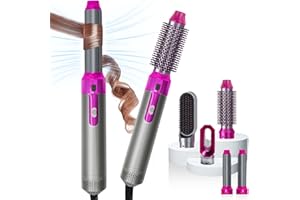 KKM HAIR New Updated 5 in 1 Hair Styler, Hot Air Brush, Hair Dryer Brush, Hair Curler, Air Styler, Hair Dryer Set - Perfect for Volumizing, Straightening, and Curling at Home (Grey)