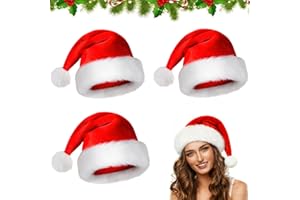 Tccydm Weihnachtsmütze, 3 Stück Nikolausmütze Plüsch, Rote Santa Mütze, Weihnachtsmann Mütze, Weihnachtsmütze Erwachsene Weihnach-tsmütze für Kinder, für Weihnachten Partys und Festlichkeiten