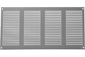 REPA MARKET 40 cm x 20 cm, szara kratka wentylacyjna z moskitierą, wewnętrzna i zewnętrzna osłona wentylacyjna, ogrzewanie, chłodzenie i wentylacja (400 x 200 mm, szara)