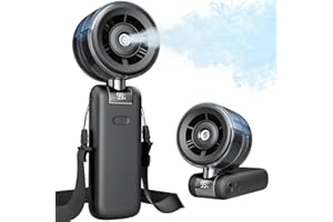 Bearwind Ventilateur brumisateur portable – Ventilateur turbo portable avec pulvérisation de brume froide, 4000 mAh rechargeable, 5 vitesses, brumisateur d'eau pliable personnel pour voyage d'été - 1