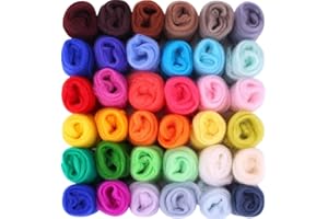 AMASAWA Wełniane markery Wróżka 36 kolorów Wełna Filc Gra Wróżka Filc Igły Narzędzie Wełna Wróżka Zestaw narzędzi do Igły DIY Rzemiosło (36 kolorów 3g / kolory)