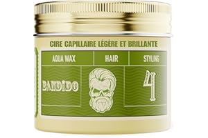 BANDIDO Aqua Wax Green 4 – Cire cheveux homme tenue légère, effet brillant – Cire pour cheveux modelante parfum fruité – Fibre coiffante pour tous types de cheveux – 125 ml