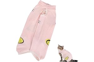 NiCola Professioneller Genesungsanzug für Katzen bei Bauchwunden oder Hautkrankheiten, E-Halsband-Alternative für Katzen, nach Operationen, physiologische Kleidung für Kätzchen (Rosa und Gelb, L)