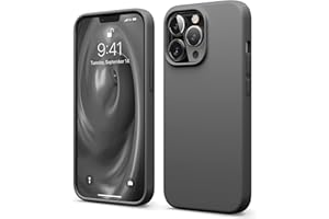 elago Etui z płynnego silikonu premium kompatybilne z iPhone 13 Pro (15.5 cm), ochrona całej obudowy – 3-warstwowa, odporna na wstrząsy osłona na telefon, miękka wyściółka z mikrofibry (ciemnoszare)