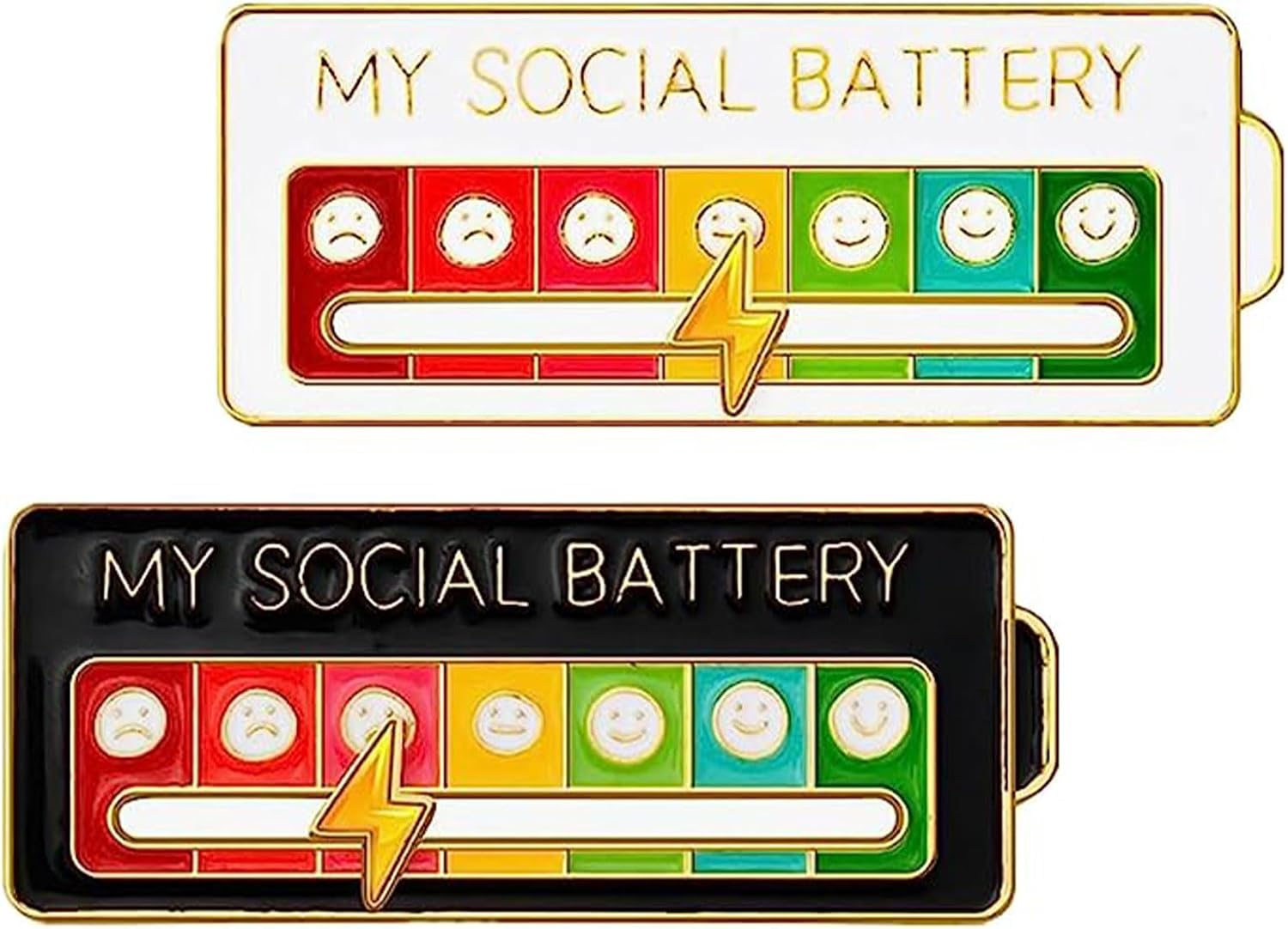 Social Battery Pin, 2 Piezas Divertido Broche para El Estado de áNimo Social Durante 7 DíAs, Agujas de Humor Interactivas, Pines de Esmalte de BateríA Social, Pin de Insignia, Bonito Broche Pins