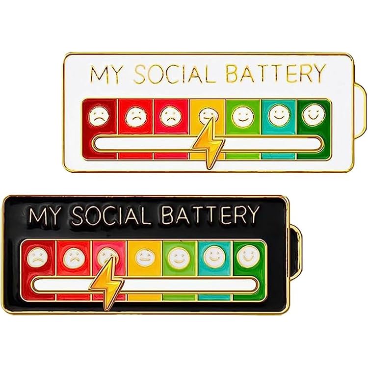 Broche Social Battery Fenglin-joy - 4 Pins Humoristiques Pour Exprimer Ton Humeur