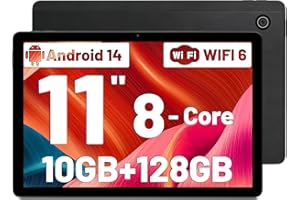 Freeski Tablet 11 Zoll (2025), Android 14 Tablet PC Octa-Core, 5G WiFi, Bluetooth 5.0, 10GB RAM 128GB ROM 1TB TF, 1280x800 IPS, 6800mAh, 5MP+8MP, Widevine L1 (Schwarz, 11 inch)