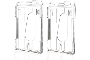 Teskyer 2 Pièces Porte Badge, Rigide, Plastique, Transparent, Pour Bureau, Bus, Pass, Vertical