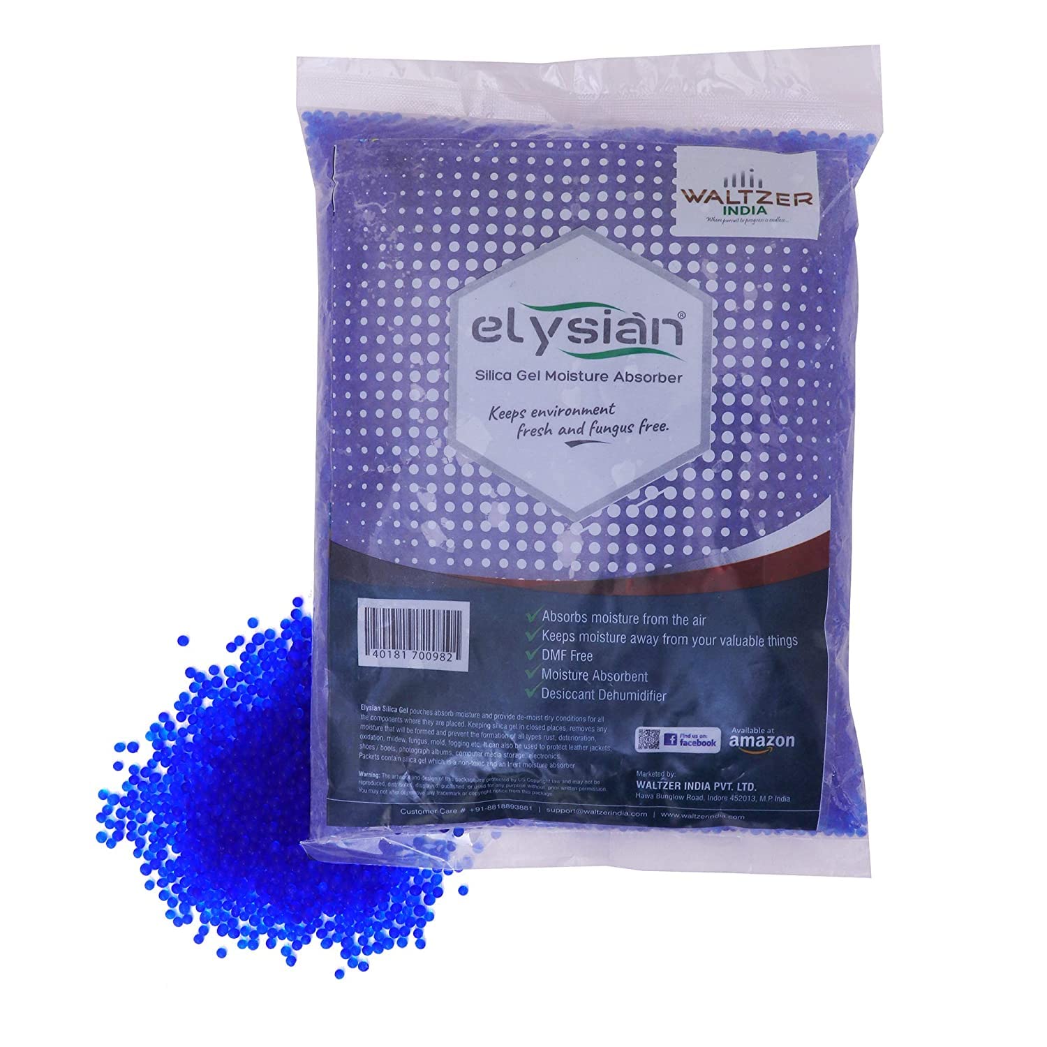 Elysian Color Indicating Desiccant Silica For Moisture, Room, Kitchen, Wardrobe Blue Gel Beads Premium Blue Indicating Silica Gel Desiccant Crystal Absorbent Rechargeable (500 Gram)