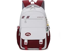 Waniki Schulrucksack Mädchen Junge Schulranzen Teenager Wasserdicht Rucksack Damen Nylon Schultasche Kinderrucksack Travel backpack Laptop Tasche für Schule, Reisen, Sport, Girls, Boys (Weinrot)