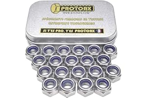 PROTORX Ecrou Indesserable Autofreiné M8 : Boite 20 Pcs Nylstop Autobloquant Frein Inox Bague Nylon de Blocage | Acier Inoxydable | Usage Interieur et Exterieur | Hexagonal (Diam. 8mm x 13mm) HI - Din985