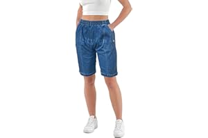 URBAN STITCH Womens Shorts with Pockets Lightweight Elasticated Summer Easy Care Ladies Travelling Pull on Comfy Lounge Shorts Plus Size