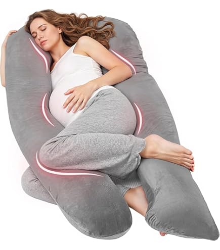 Big C U Shaped Maternity Pregnancy Full Body Support Pillow With Wine Cover - View #4