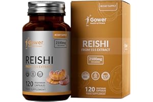 GOWER HEALTH & FITNESS GH Reishi Integratore Fungo da Estratto 15:1 | 120 Capsule Vegane | 2100mg per dose | Integratore Cordyceps Reishi Capsule | Non-OGM, Senza Glutine e Allergeni | Prodotto nel Regno Unito