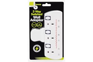 Benross 45610 3 Way Switched Surge Protected Wall Adaptor Socket (Packaging may vary)