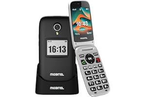Mobitel 8010 4G Big Button Flip Phone for Seniors SIM Free Unlocked Mobile Phone with SOS Emergency Button Easy to Use Elderly Loud Speaker Long Battery Type C Dock Charger (Black)