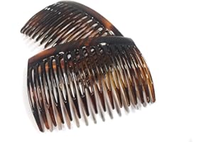 niavida 2 Peinetas de Aprox. 7 x 4,6 cm, Color Marrón Havana, Aspecto Ámbar, Diente de Hendido, Fabricado en Francia