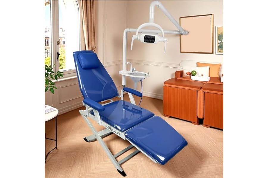 Portable LED Dental Chair Portable Patient Chair with Tray And Removable Spittoon Bowl Design Removable Headrest for Hospitals, Beauty Salons 170 * 62 * 59CM 220v
