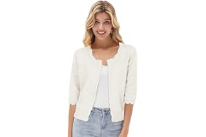 GRACE KARIN Letni kardigan dla kobiet UK vintage wydrążony rękaw 3/4 guziki sweter codzienna dzianina biurowa