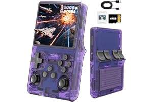 KOOLSHIRO R36S Retro Handheld Games Console, 20,000+ Classic Games Portable Pocket Video Player with 3.5 Inch HD Screen, 64G TF Card, Open Source Linux System Screen for Teens and Adults (Purple 64G)