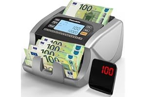 Tamodeix NX-270 Geldzählmaschine, EUR USD GBP-Geldzähler, UV/MG/IR-Erkennung, 1000 Blatt/min, LCD-Display, 2 Jahre Garantie, Kann gemischte Noten nicht zähle