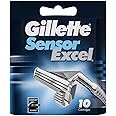 Gillette Sensor Excel 5 Blade Razor Blades, 10 Packs for Men