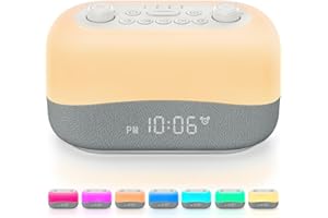 ‎DREAMEGG Dreamegg D20 Lichtwecker White Noise Machine Baby mit 29 Klänge, 8 Nachtlichtern Tageslichtwecker, Weißes Rauschen Gerät 3 Wecktöne, Einschlafhilfe Erwachsene Naturgeräusche Box, Geburtstag Geschenke