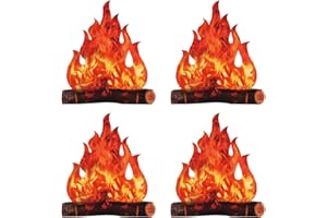 KRYMSON 4 pezzi decorazione per feste di fiamma, camino, cartone fiamma, figlio di fuoco, decorazione occidentale, mini accessori per falò urbani, adatti per Natale, Halloween, falò pasquale.