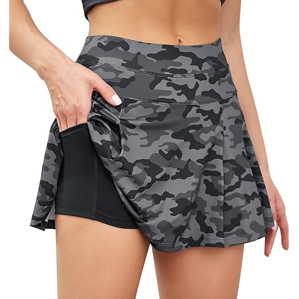 Oyamiki Tennisrok voor dames, golfrok met broek eronder, hoge taille, zomer, kort, wandelen, outdoor, sport, broekrok, 4 zakken, Donkerblauw, XL