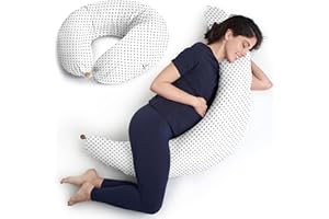 Niimo Cojín Embarazada XXL - Ganador del Doble Platino 2022, Cojín Embarazada y Cojín Lactancia Bebé con Funda 100% de Algodón, Almohada Embarazada Dormir, Lavable Relleno de Poliester