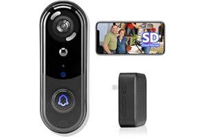 EUDIC Wireless Video Doorbell Camera 1080P, with Chime,SD/Cloud Storage, Night Vision, Motion Detection,2 Way Audio, IP66 Weatherproof, Real Time Alert