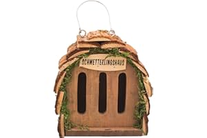 GARDIGO® Casa de Mariposas para Cría y Decoración de Jardín | Hotel para Insectos para Mariposa de Madera para Colgar - 16 x 15,5 x 10 cm