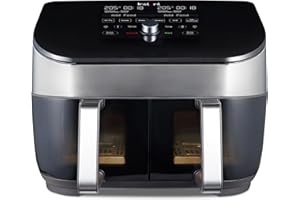 INSTANT POT Instant Vortex Plus Dual Air Fryer with Large Double Air Frying Drawers and 8 Smart Programmes - Bake, Roast, Grill, Dehydrate, Reheat, XL Capacity - SyncCook & SyncFinish - Stainless-1700W