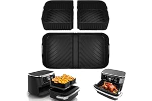 Hivio Silikonform Heißluftfritteuse für Ninja Foodi Flexdrawer 10,4 L Heißluftfritteuse AF500DE, 3 Stück Wiederverwendbar Airfryer Zubehör für Ninja Ninja AF500EU (Schwarz)