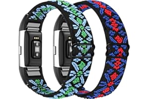 Janpso Bande élastique en Nylon Compatible avec Fitbit Charge 2 uniquement, ceinture de remplacement de sport en Nylon élastique réglable pour hommes et femmes