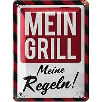 Meine Regeln – Vintage Blechschild Mit Witzigem Grill-Spruch, 20x30 Cm, Metallschild Für Garten, Terrasse Oder Balkon