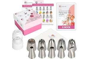 Wenburg Zestaw tylek cukierniczych, z 10 dużymi tylkami do dekoracji (w zestawie z 1 tylką do bezy), d dekoracji tortu (zestaw dodatkowy)