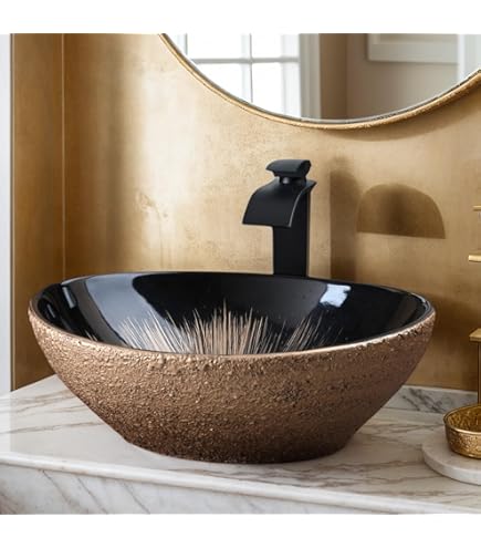 Gold Vessel Sink Leopard Texture Gold Ceramic Vessel Sink - 18.3