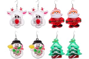 PRETYZOOM 4 Paar Weihnachtsohrringe Führte Santa Claus Rentier Schneemann Weihnachtsbaum Baumeln Ohrringe mit Lichtern Weihnachten Leuchten Party Begünstigt Strumpf Stuffers Urlaub Schmuck