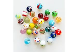 Carreuty 30 Bunte Katzenaugen Glasmurmeln, 16 mm Handgefertigte Bunte Murmeln Glas Murmeln Kinder Murmelspiel Spielzeug Spiele Home Dekoration