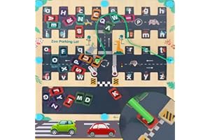 KNOIUAO Labyrinthe Magnétique Alphabet(Forme Voiture),Puzzle Alphabet Parking Jouet,Jeux Montessori 3 4 5 6 Ans,Jouets en Bois,Jeux Educatif,Jeu Magnetique Enfant,Parcours Motricité et de Tri