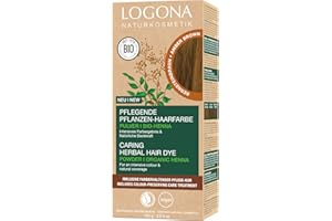LOGONA Naturkosmetik Coloration végétale nourrissante pour cheveux, végétalienne, au henné bio pour une couleur intense et une brillance intenses, marron ambré (marron), 1 x 100 g
