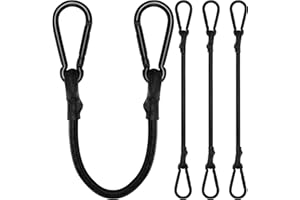 RUGTOL Gumka napinająca z karabińczykiem, ekspandera z karabińczykiem 30 cm, napinacz bagażu, czarny, zestaw 4 sztuk, 100% lateks gumowy napinacz do żagli przeciwsłonecznych, plandeek, ogrodu, roweru