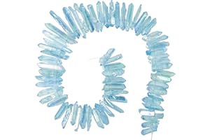KYEYGWO Titanium Beschichtet Kristall Punkt Perlen Grobe Stein Sticks Spikes Natürliche Quarz Gebohrt 15 Zoll Strang Lose Perlen für Schmuck Machen