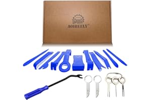AOIBEELY Herramientas Coche kit Desmontaje Coche: 17 Piezas Palancas de Plastico para Coche Herramienta de Desmontaje de Plástico Cuñas Automotriz para la Eliminación de la Puerta del Coche Trim y Paneles